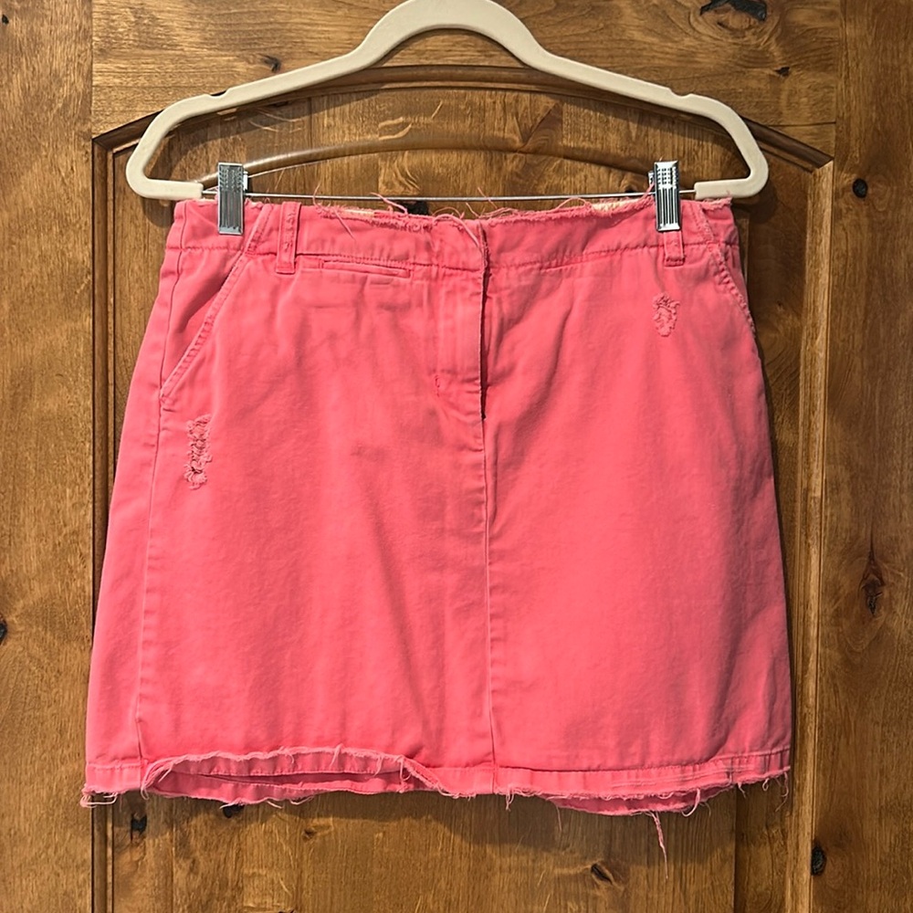 J.Crew Distressed Pink Chino Mini Skirt